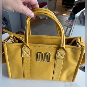 Gorgeous yellow Margot New York Amara medium leather tote bag.